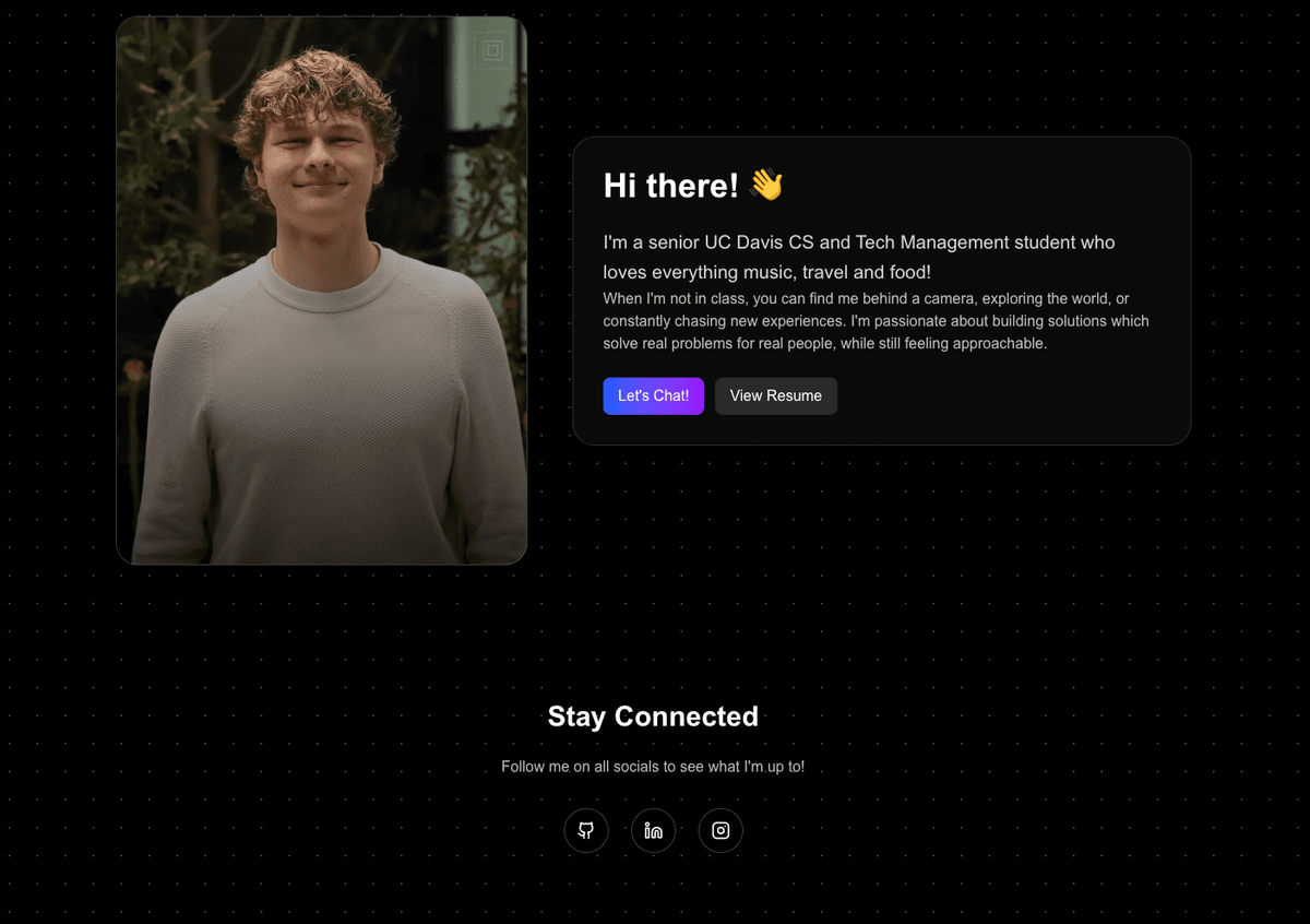 Personal Portfolio Website about section