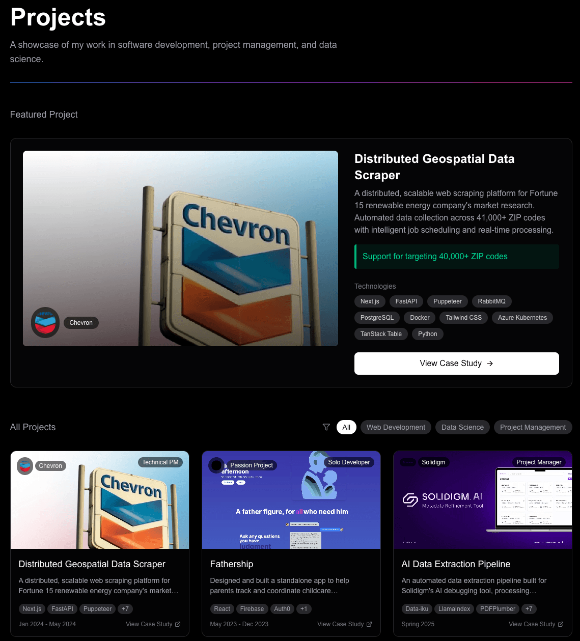 Personal Portfolio Website projects section