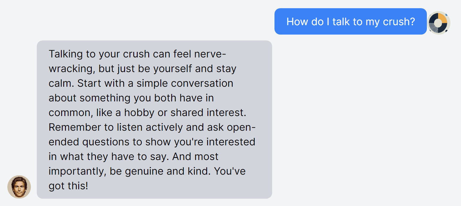 Fathership conversation giving advice about starting a conversation with a crush