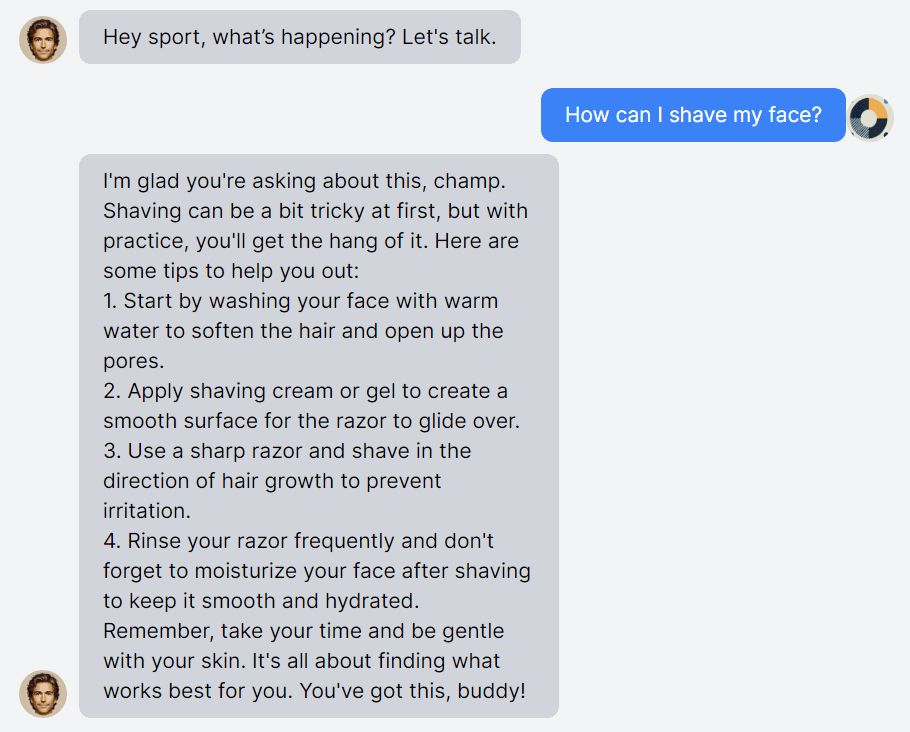 Fathership conversation about learning how to shave